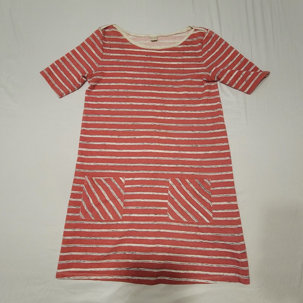 Canyon River Blues Coral Pink Stripe Pattern with Front Pocket Dress Size Medium